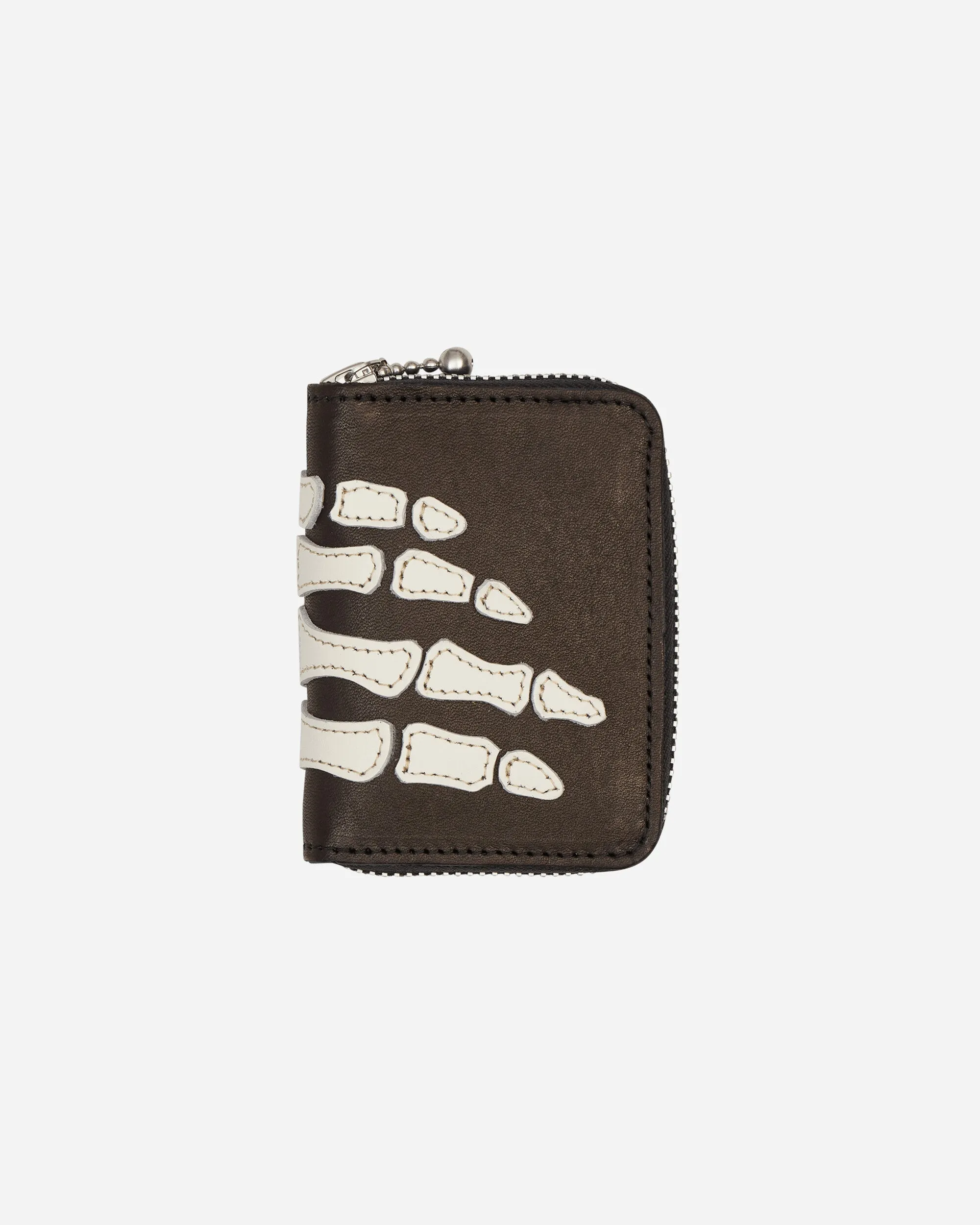 Thumb-Up Bone Hand Zip Mini Wallet Black