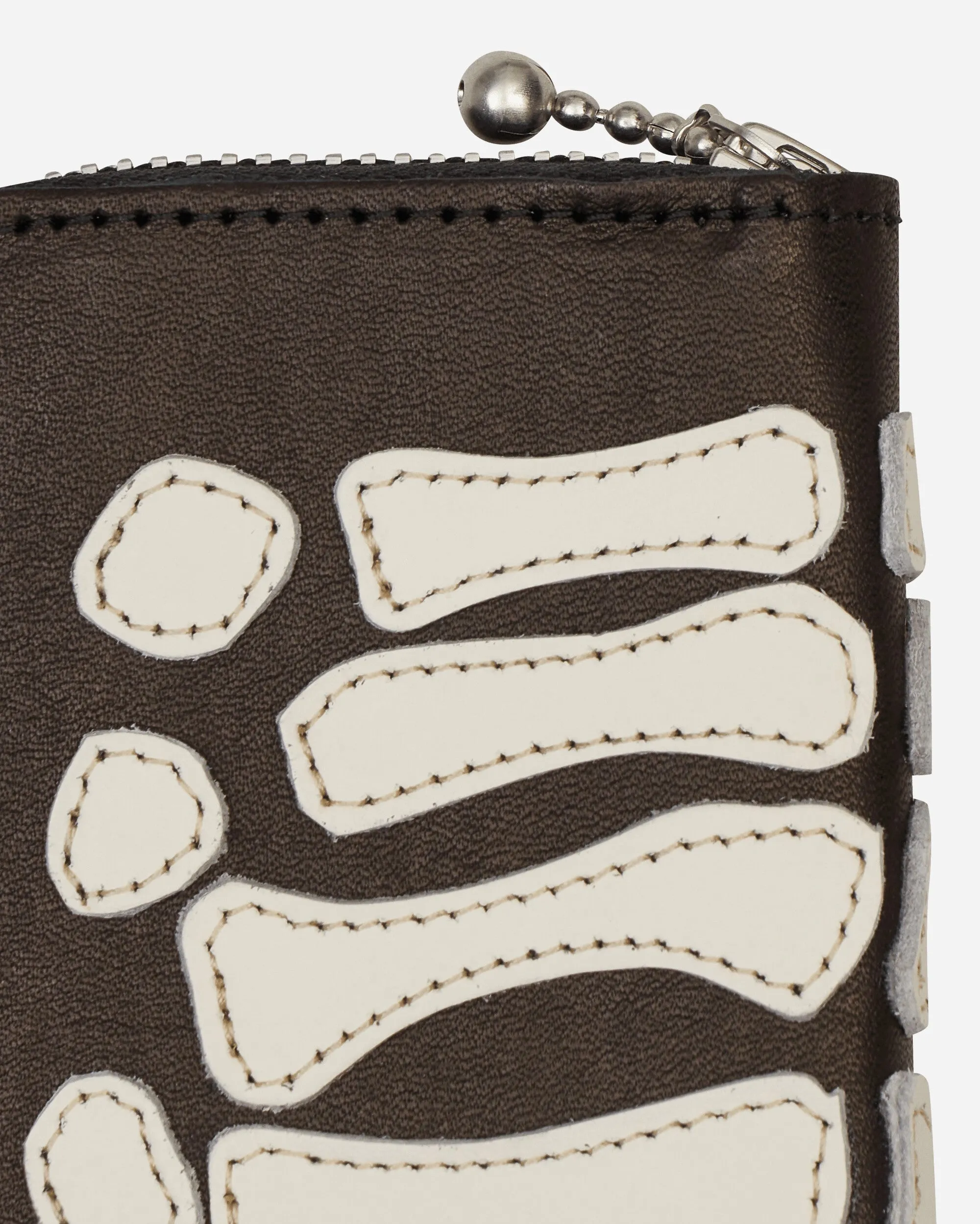 Thumb-Up Bone Hand Zip Mini Wallet Black