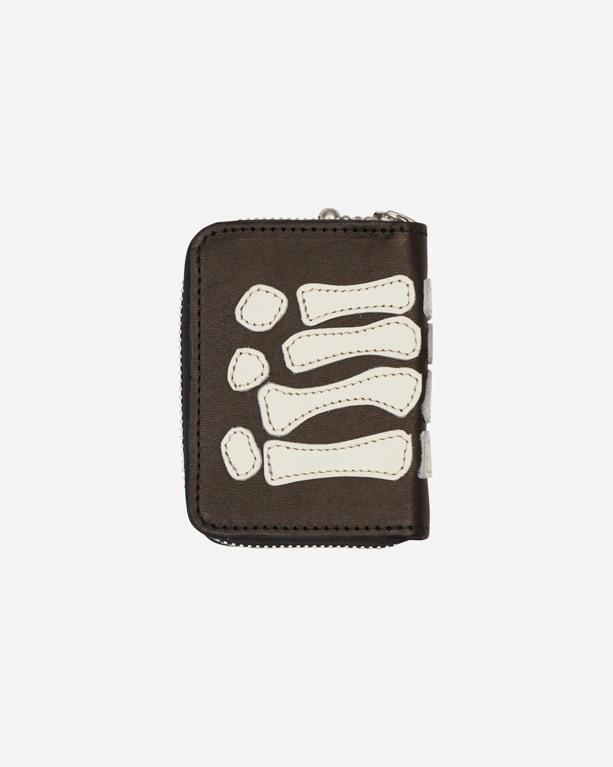 Thumb-Up Bone Hand Zip Mini Wallet Black