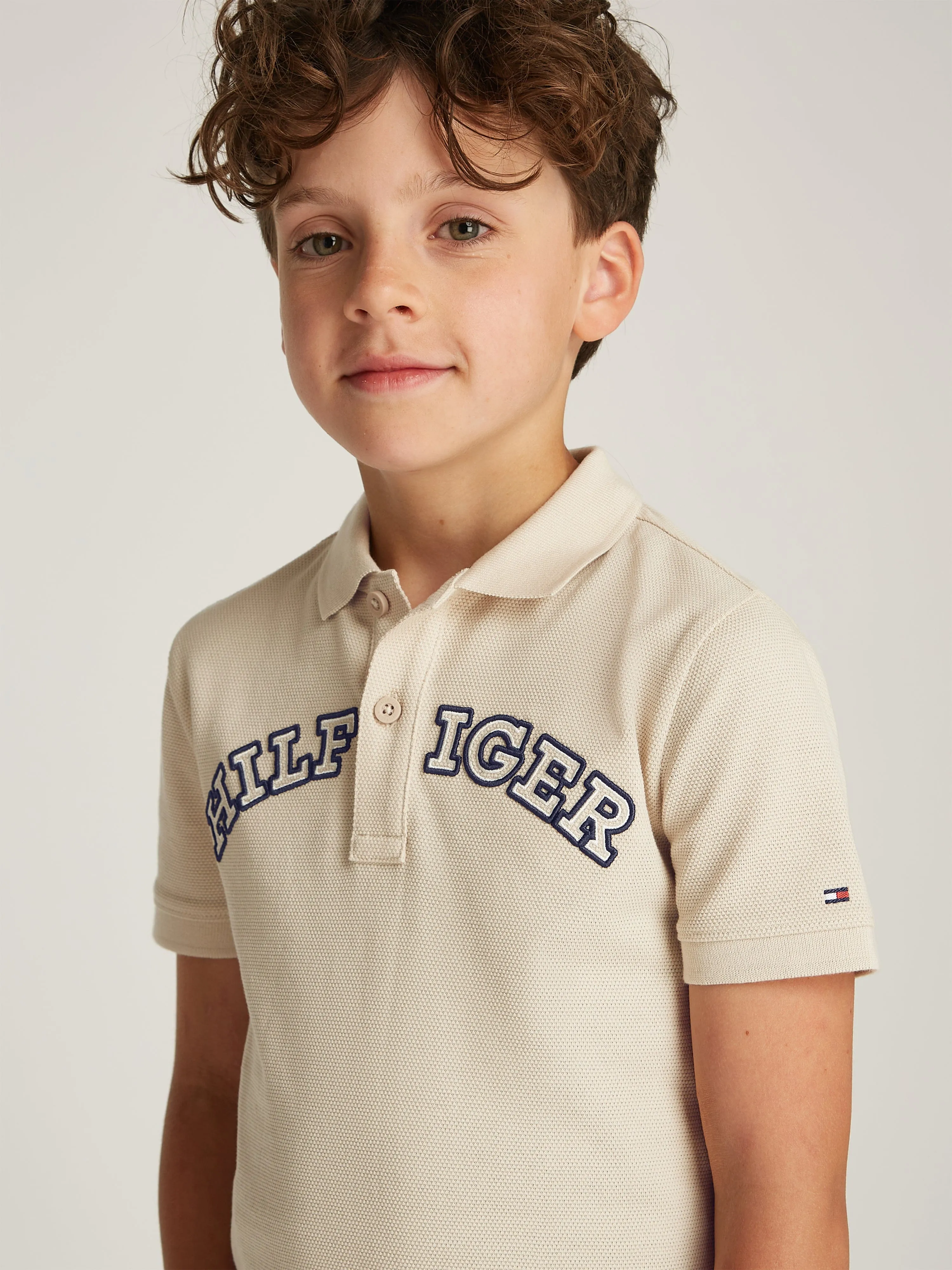 Tommy Hilfiger Boys Monotype Regular Polo Shirt in Beige