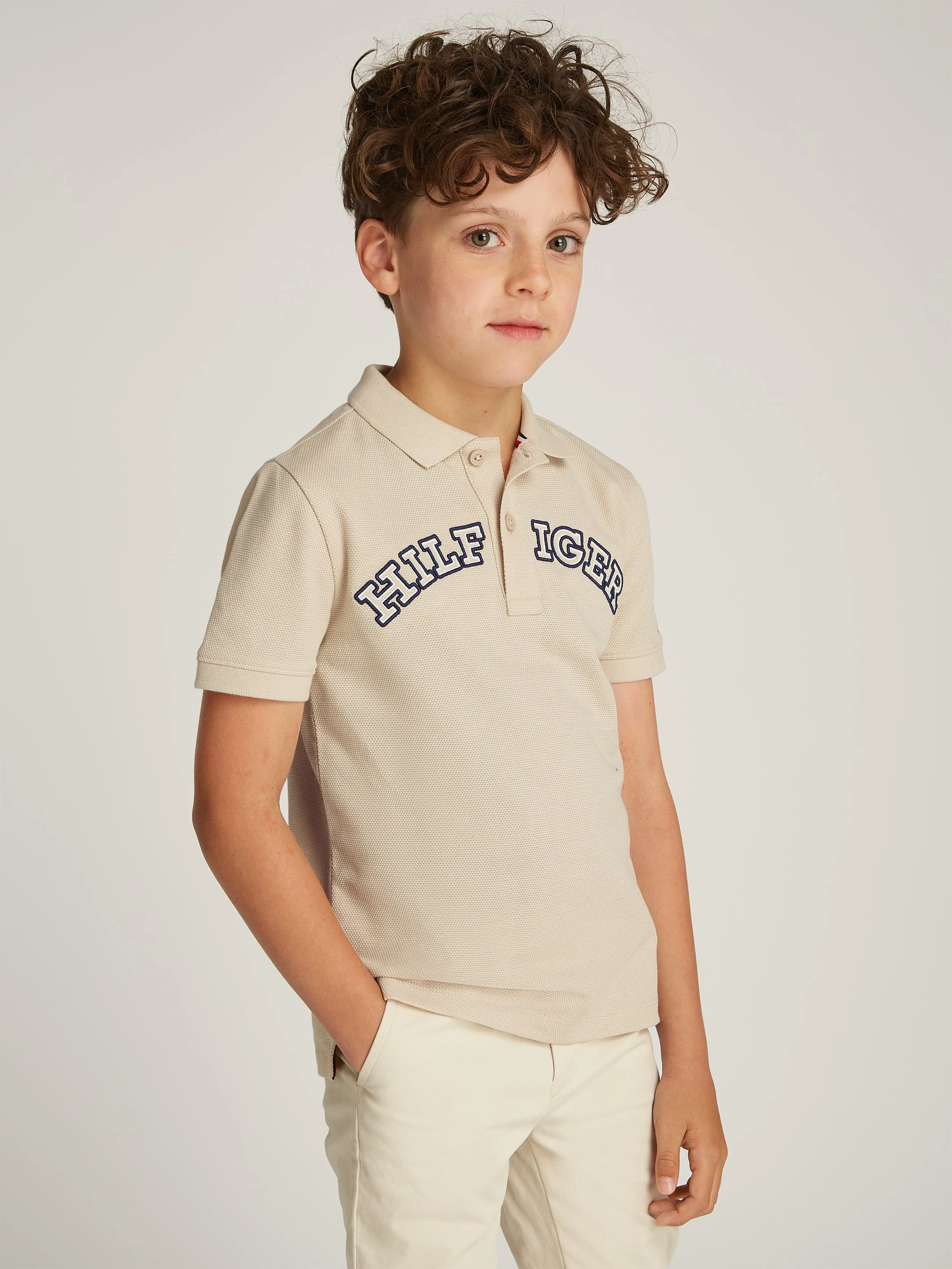 Tommy Hilfiger Boys Monotype Regular Polo Shirt in Beige
