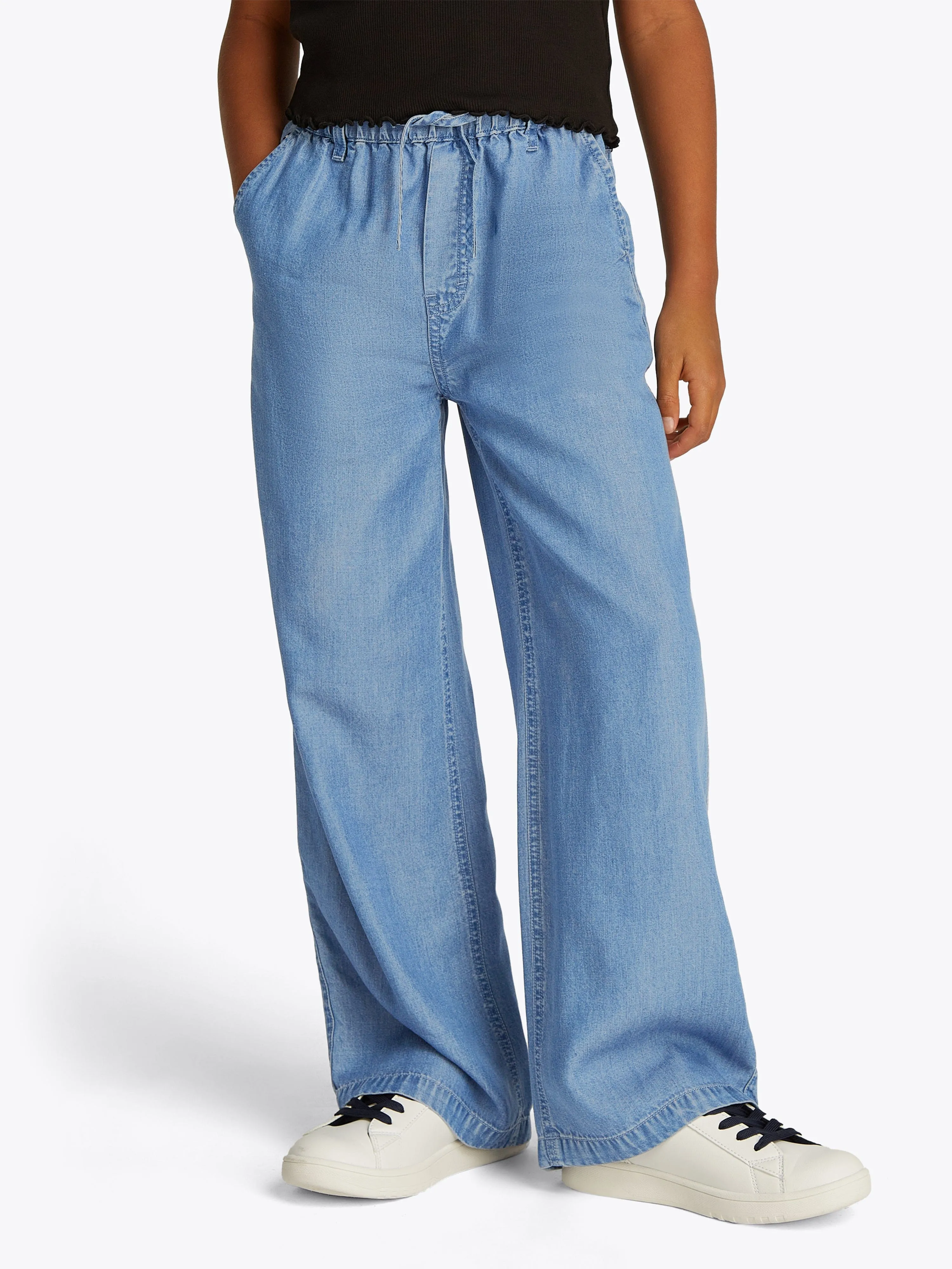 Tommy Hilfiger Girls Chambray Wide Leg Pants in Blue