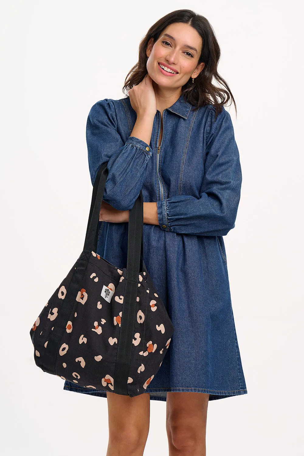 Tonya Bag - Black & Tan. Leopard Print