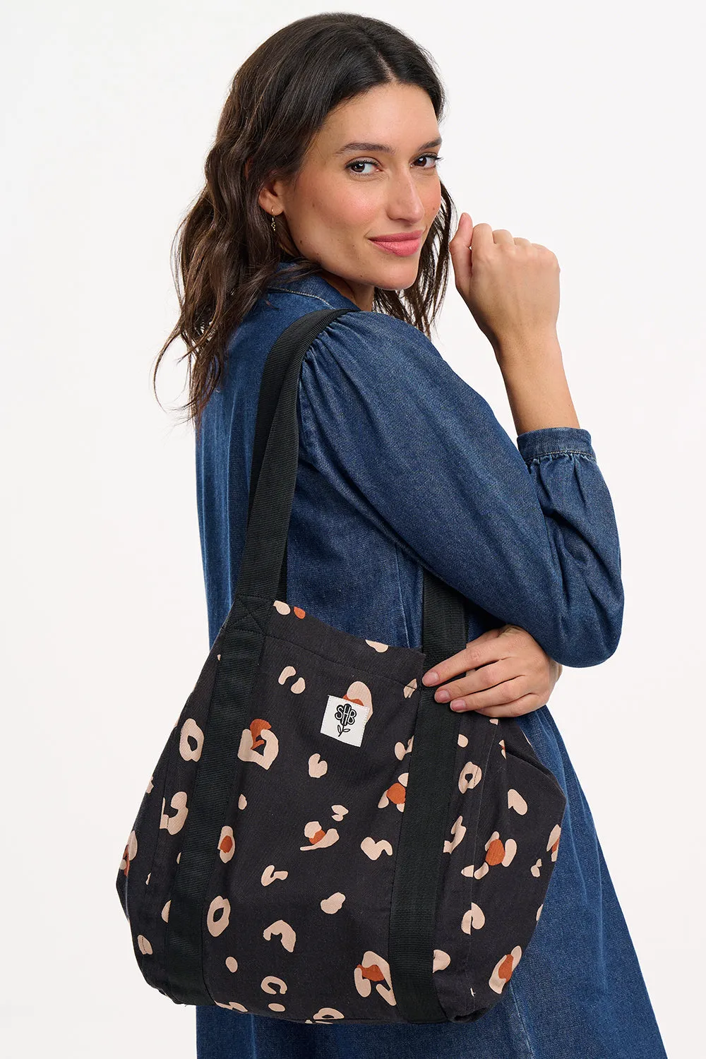 Tonya Bag - Black & Tan. Leopard Print