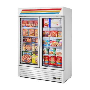 True GDM-49F-HC~TSL01 Two Section Glass Door Freezer Merchandiser, White
