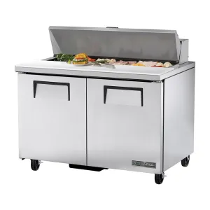 True TSSU-48-12 Solid 2 Door Sandwich / Salad Refrigerated Prep Table, Stainless Steel, 48" Wide