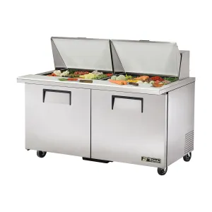 True TSSU-60-24M-B-ST Solid 2 Door Mega-Top Sandwich / Salad Refrigerated Prep Table, 60"