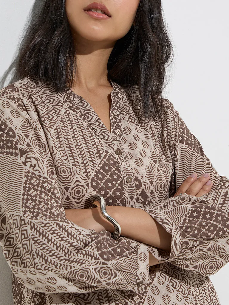Utsa Beige Printed Tunic