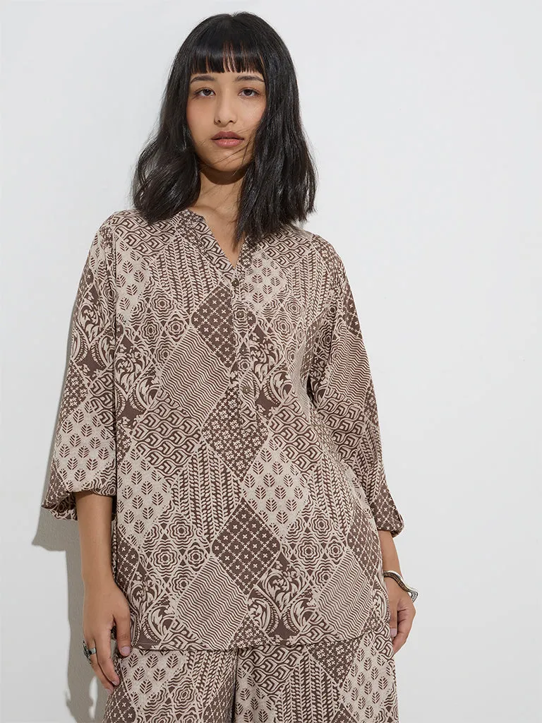 Utsa Beige Printed Tunic