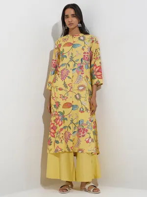 Utsa Yellow Floral Design A-Line Kurta