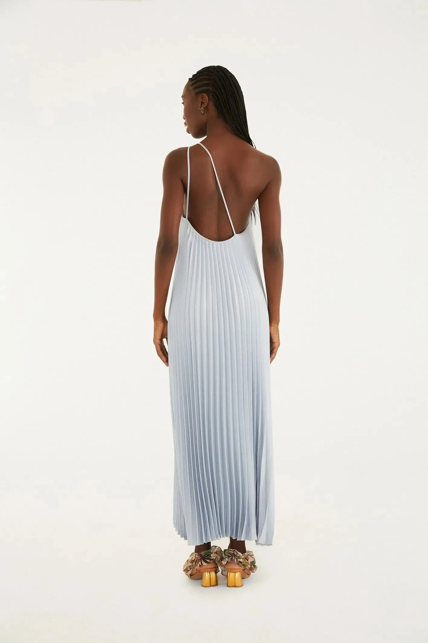 Vestido Plissado Longo