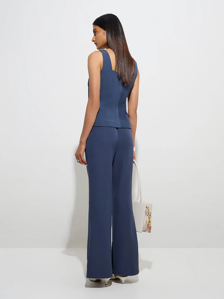 Wardrobe Navy Bootcut Mid-Rise Trousers