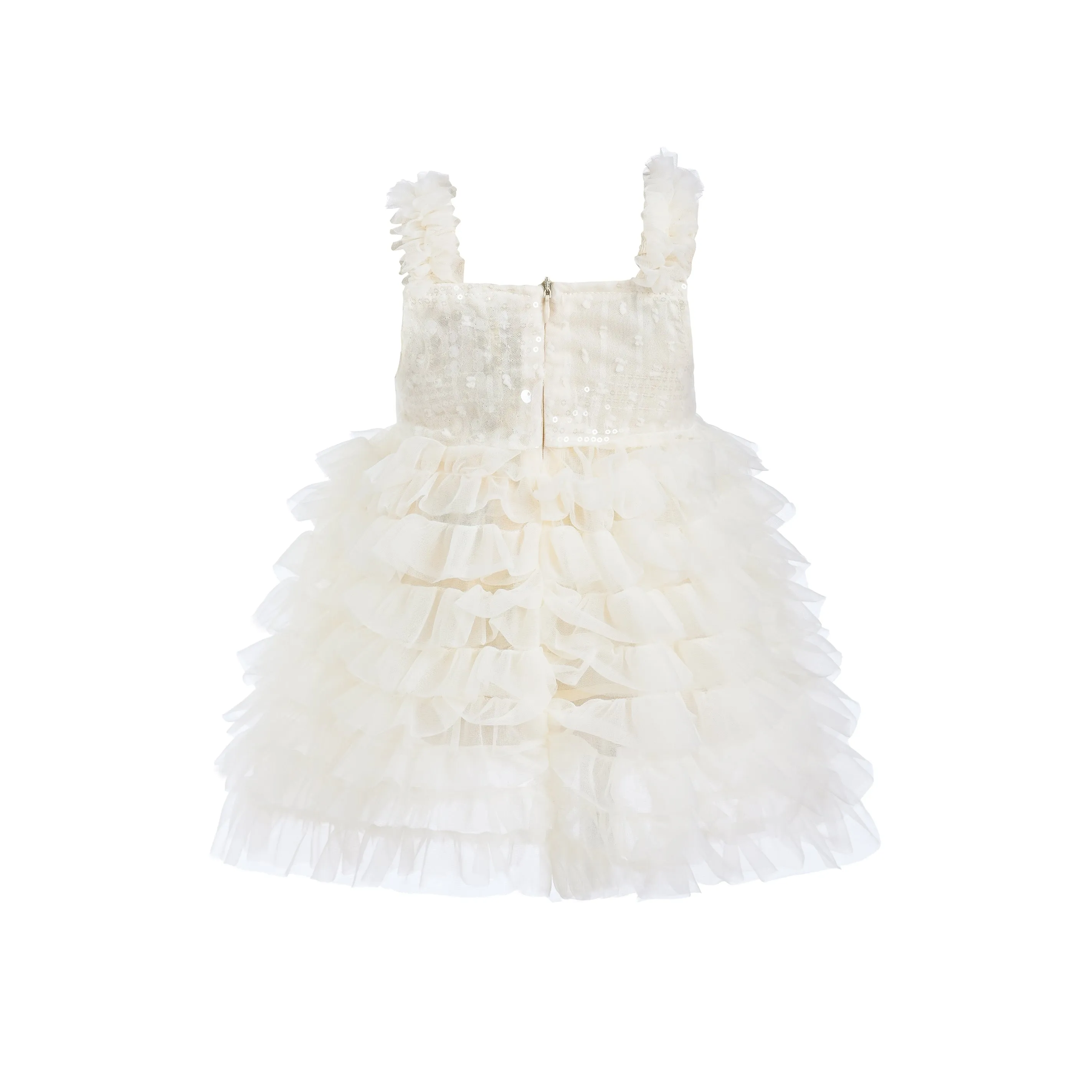 White Bow Tiered Tulle Dress