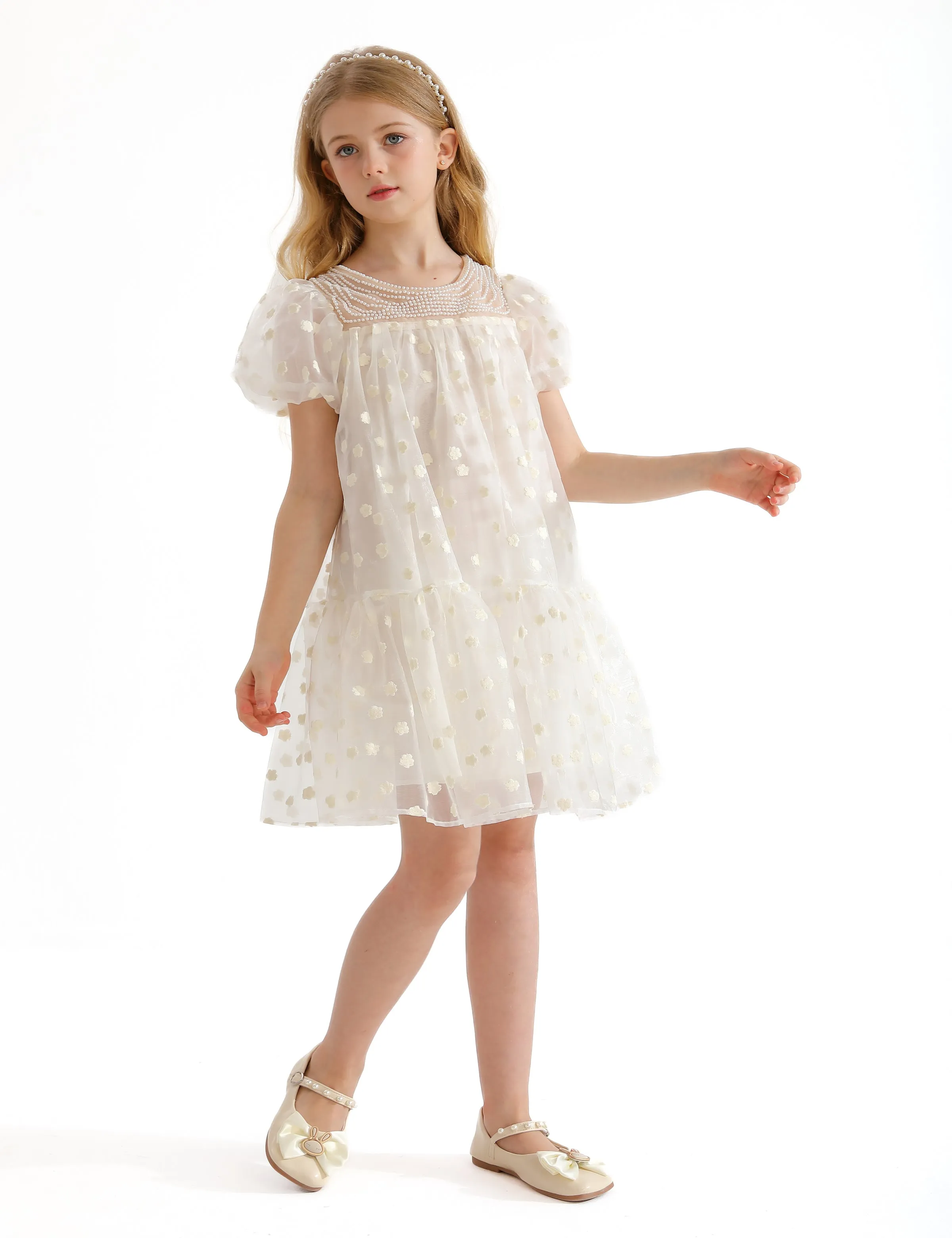 White Perivale Floral Overlay Dress