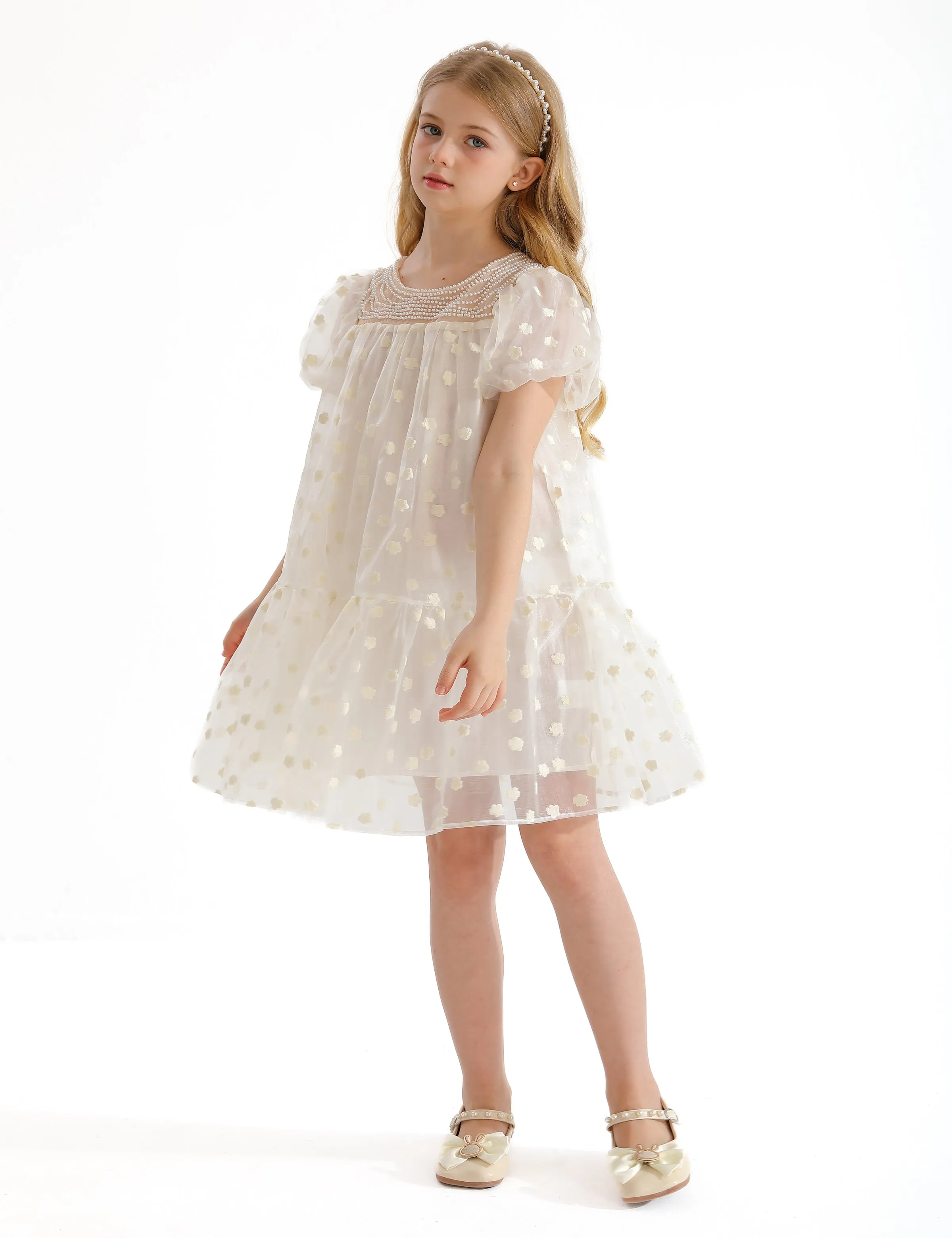 White Perivale Floral Overlay Dress