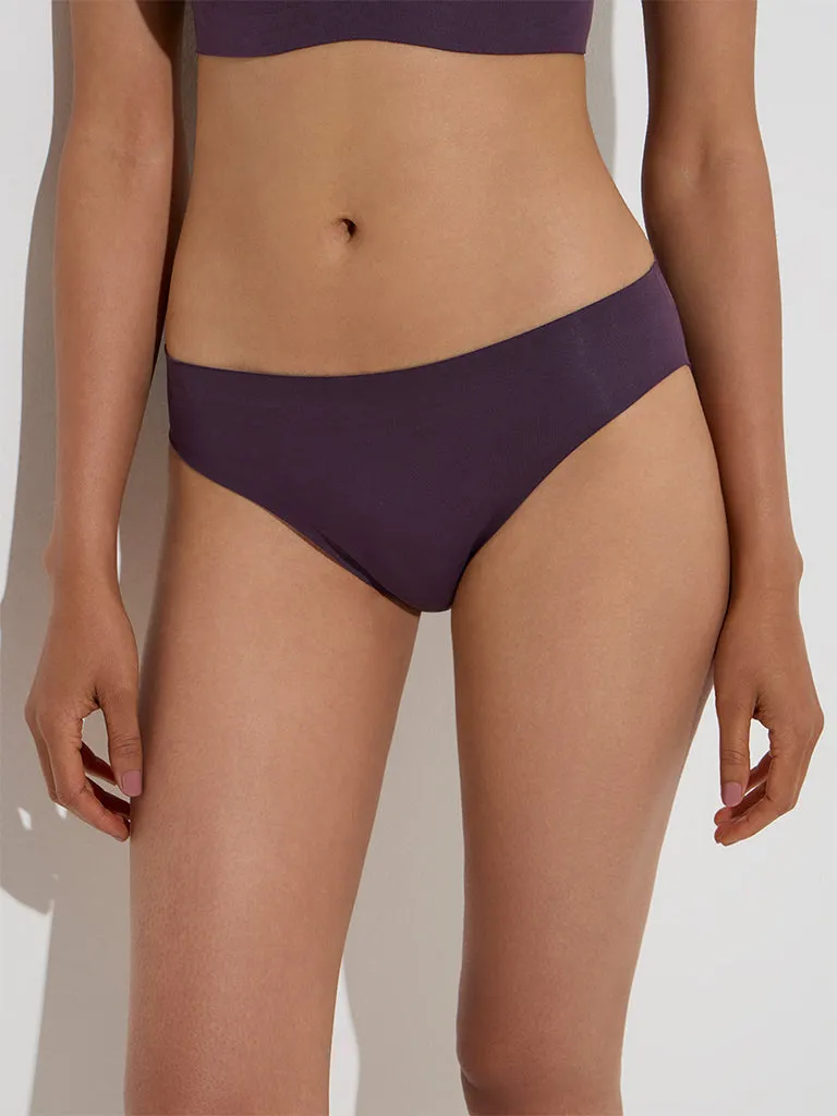 Wunderlove Plum Invisible Hi-Leg Cotton-Blend Brief