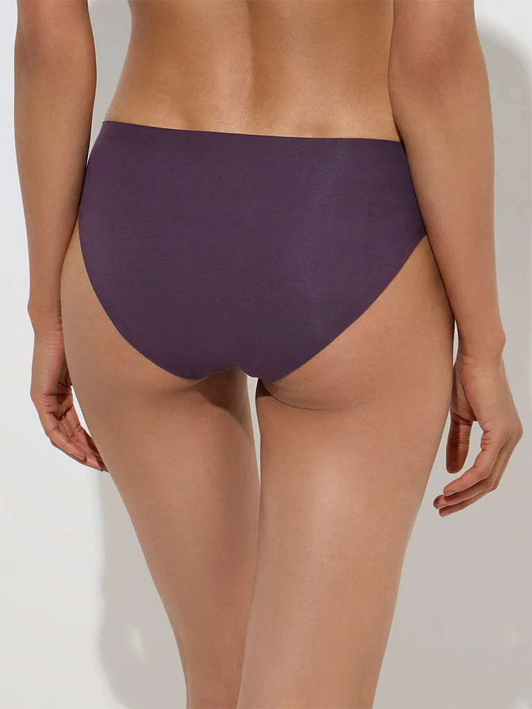 Wunderlove Plum Invisible Hi-Leg Cotton-Blend Brief