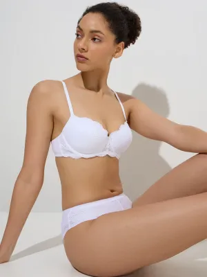 Wunderlove White Lace-Detailed Under-Wired Bra
