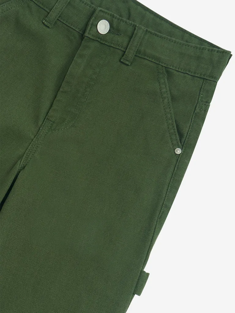 Y&F Kids Olive Straight-Fit Mid-Rise Jeans